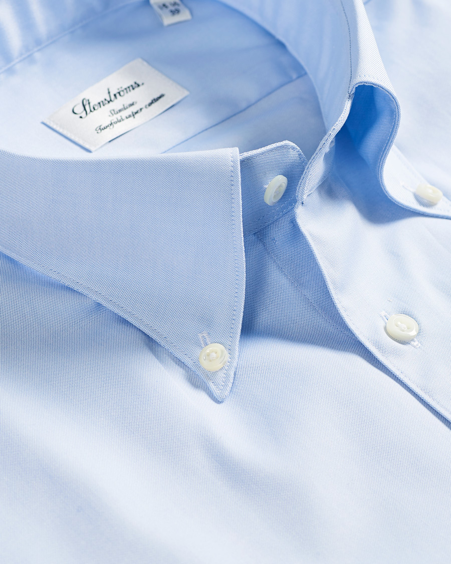 Heren | Overhemden | Stenströms | Slimline Button Down Shirt Light Blue