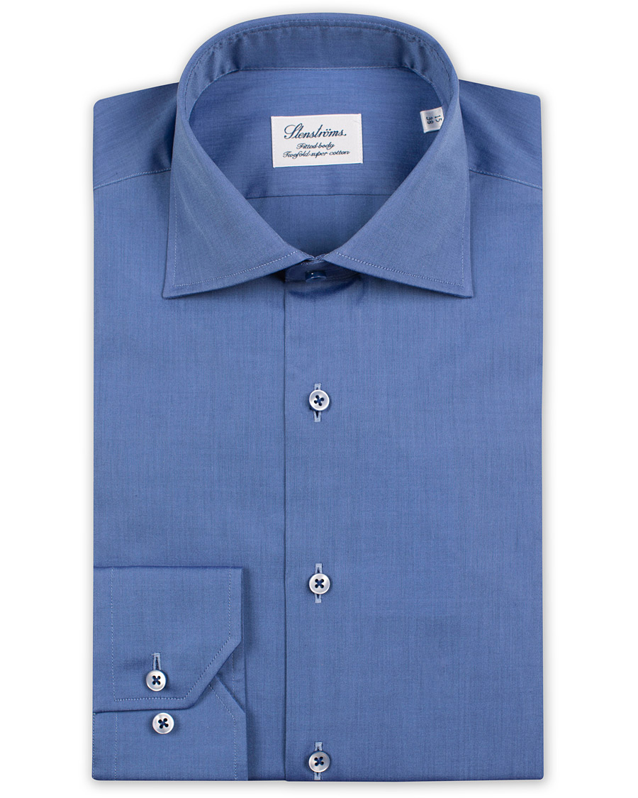 Heren | Overhemden | Stenströms | Fitted Body Shirt Navy