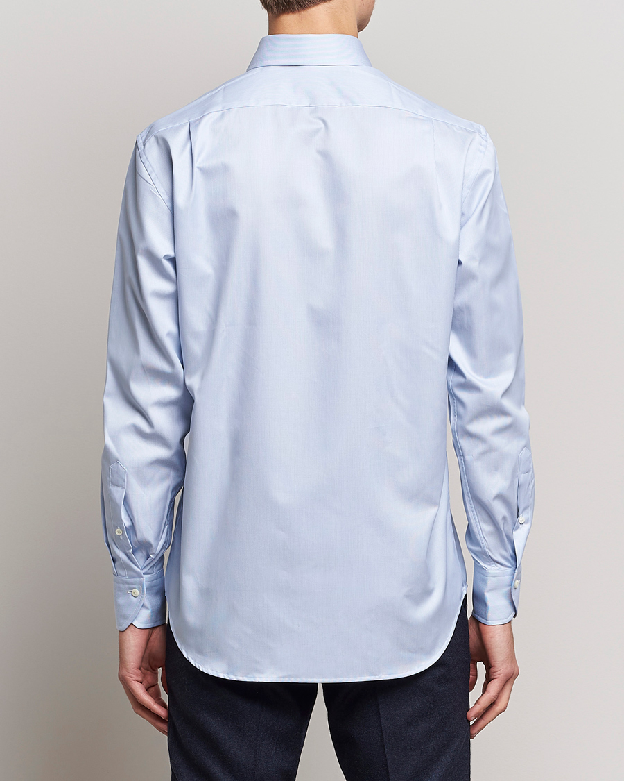 Heren | Overhemden | Stenströms | Fitted Body Thin Stripe Shirt White/Blue