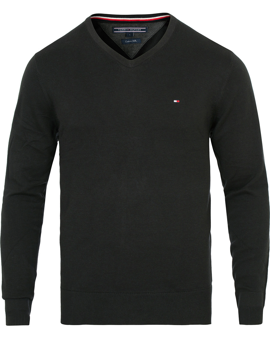 Homme | Pulls Et Tricots | Tommy Hilfiger | Cotton/Silk V-Neck Pullover Flag Black