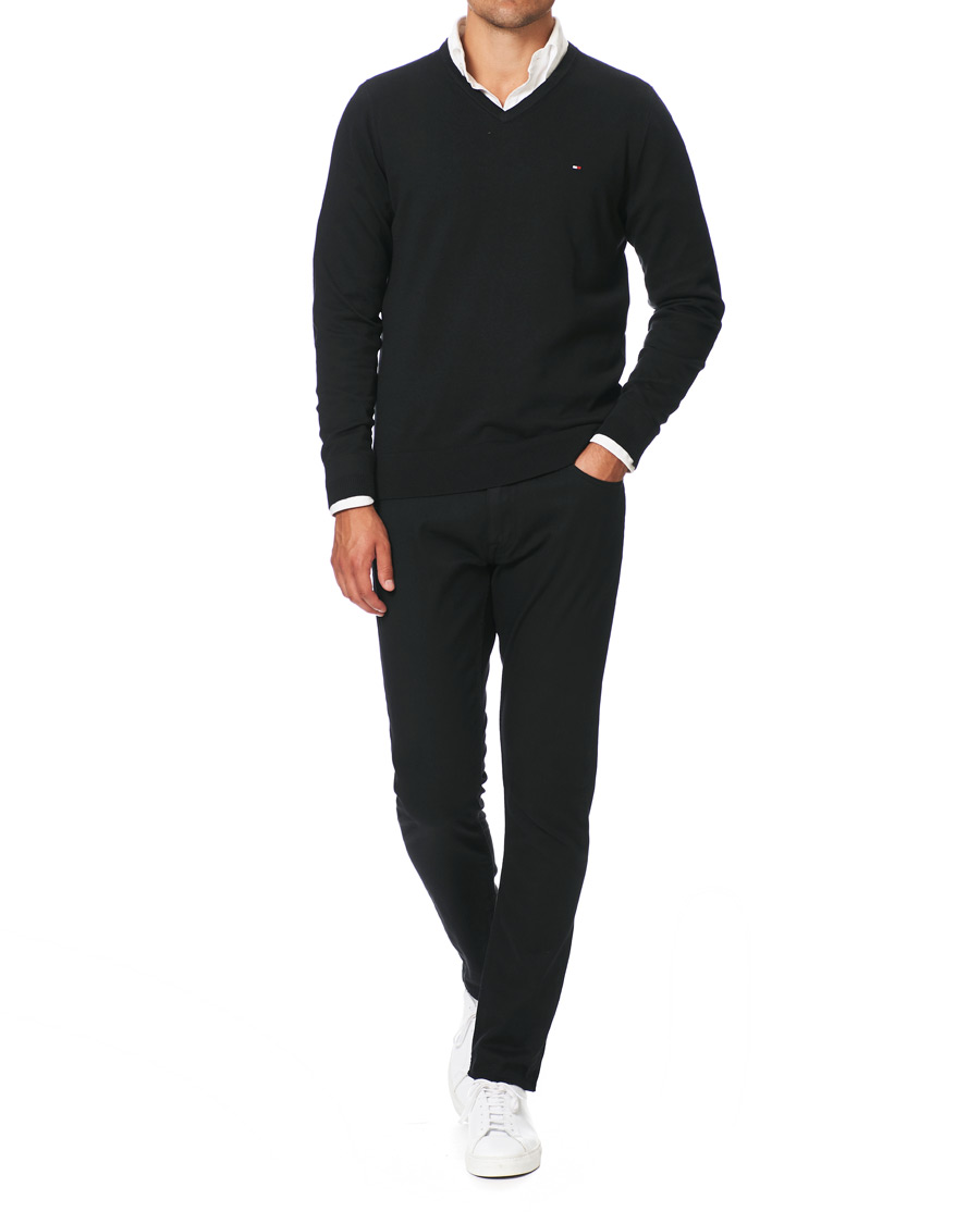 Homme | Pulls Et Tricots | Tommy Hilfiger | Cotton/Silk V-Neck Pullover Flag Black