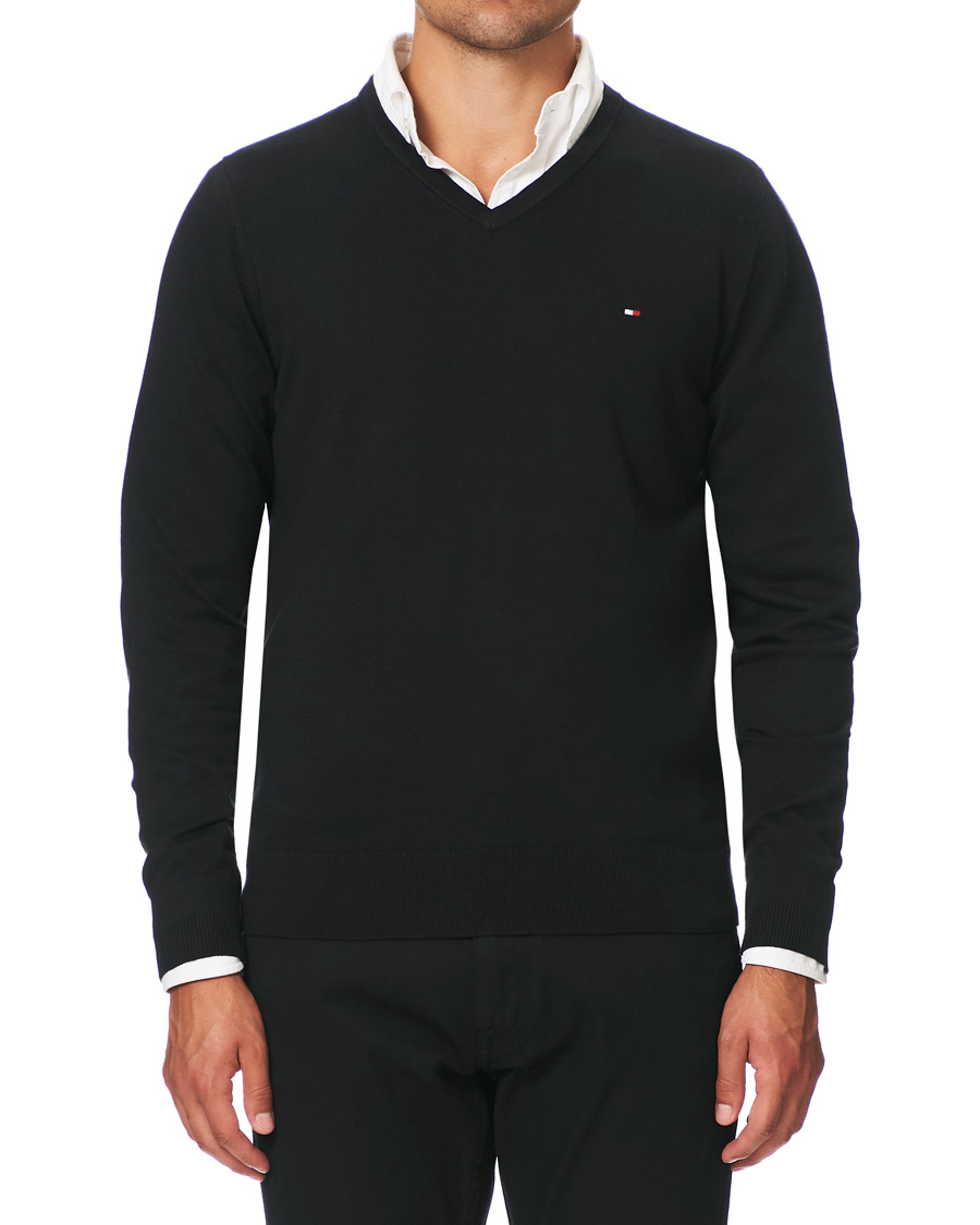 Homme | Pulls Et Tricots | Tommy Hilfiger | Cotton/Silk V-Neck Pullover Flag Black
