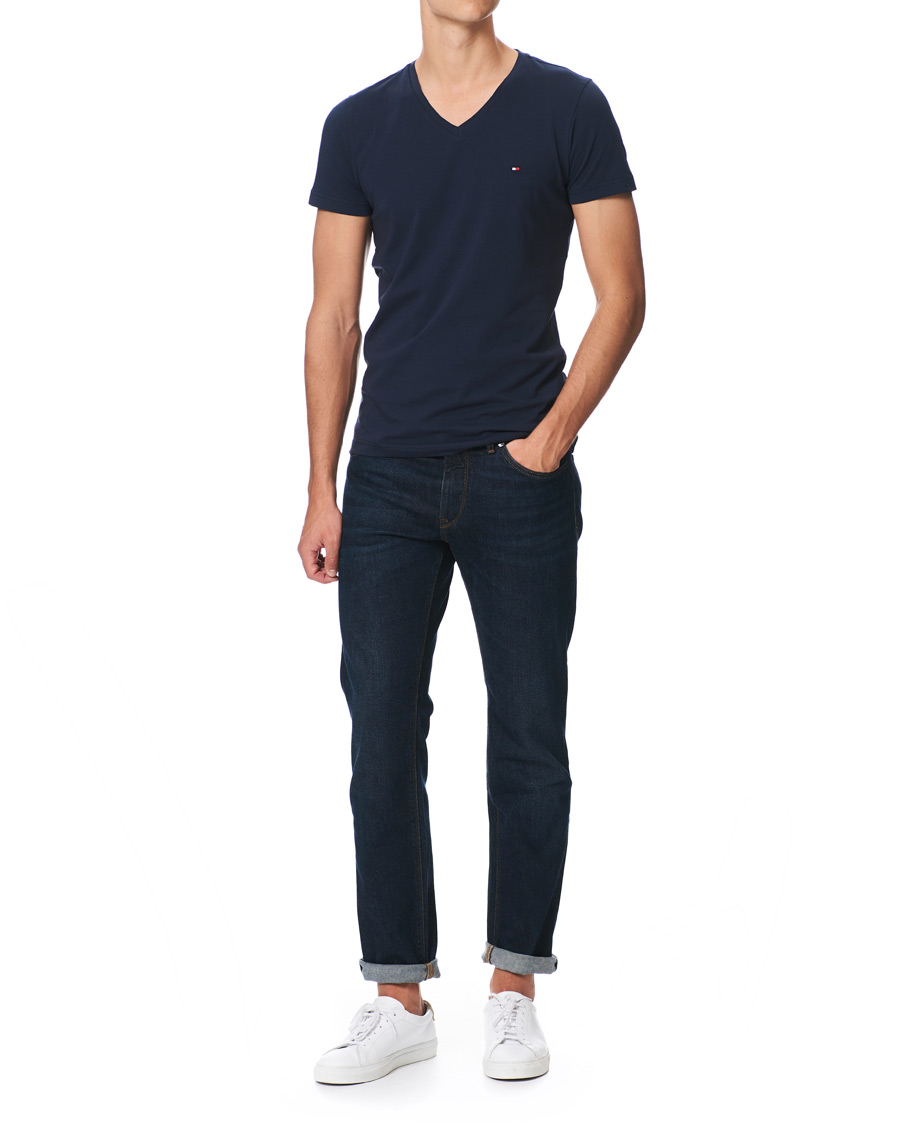 Homme | T-shirts | Tommy Hilfiger | Slim Fit Stretch V-Neck Tee Navy Blazer