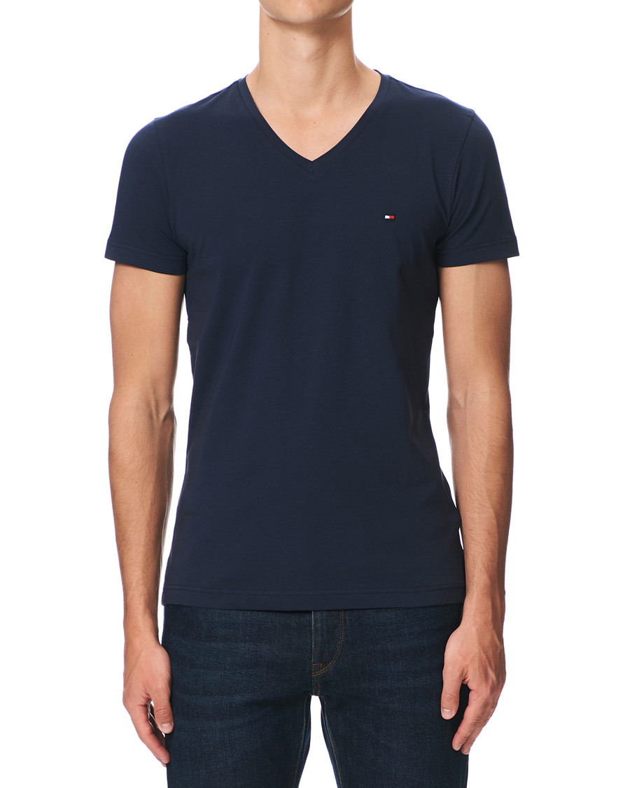 Homme | T-shirts | Tommy Hilfiger | Slim Fit Stretch V-Neck Tee Navy Blazer