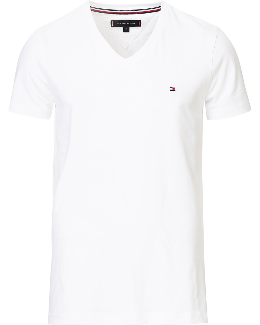 Homme | T-shirts | Tommy Hilfiger | Slim Fit Stretch V-Neck Tee Bright White