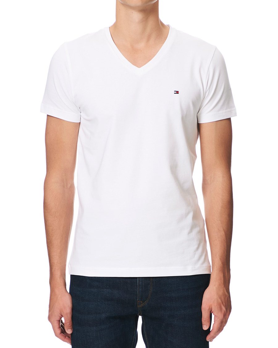 Homme | T-shirts | Tommy Hilfiger | Slim Fit Stretch V-Neck Tee Bright White