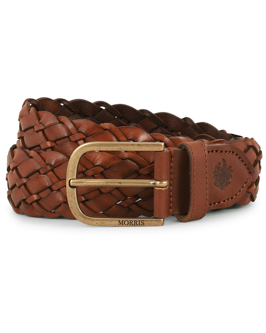 Homme | Morris Braided Leather 3,5 cm Belt Cognac | Morris | Braided Leather 3,5 cm Belt Cognac