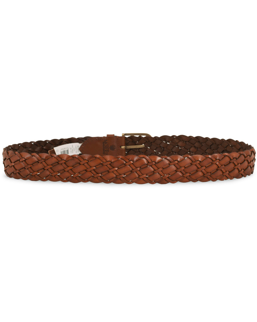 Homme | Morris Braided Leather 3,5 cm Belt Cognac | Morris | Braided Leather 3,5 cm Belt Cognac
