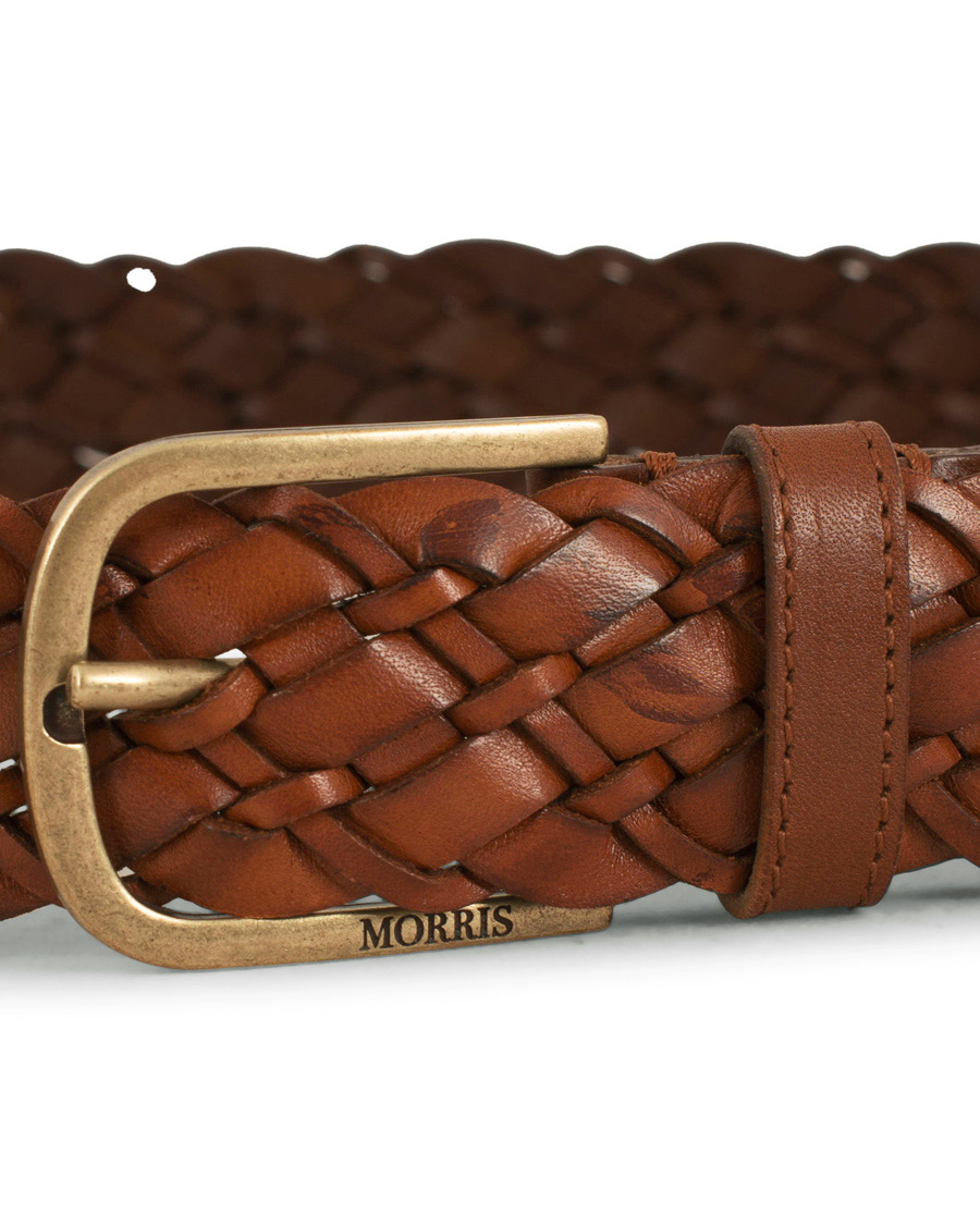 Homme | Morris Braided Leather 3,5 cm Belt Cognac | Morris | Braided Leather 3,5 cm Belt Cognac