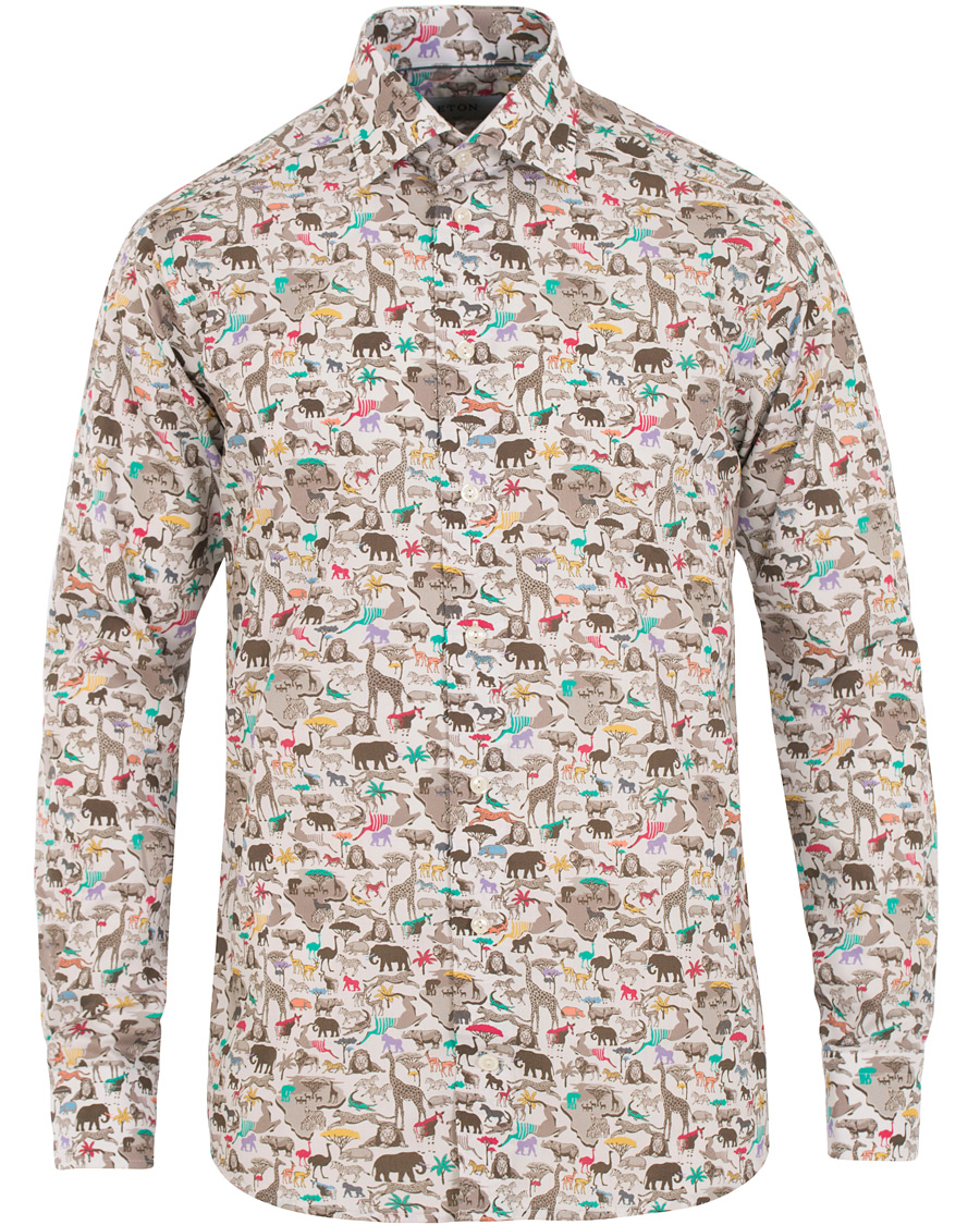 Homme | Chemises | Eton | Slim Fit Printed Animals Shirt White