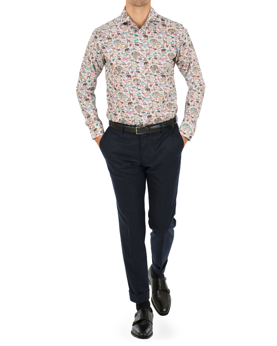 Homme | Chemises | Eton | Slim Fit Printed Animals Shirt White