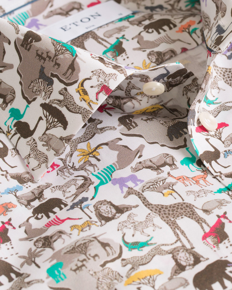 Homme | Chemises | Eton | Slim Fit Printed Animals Shirt White