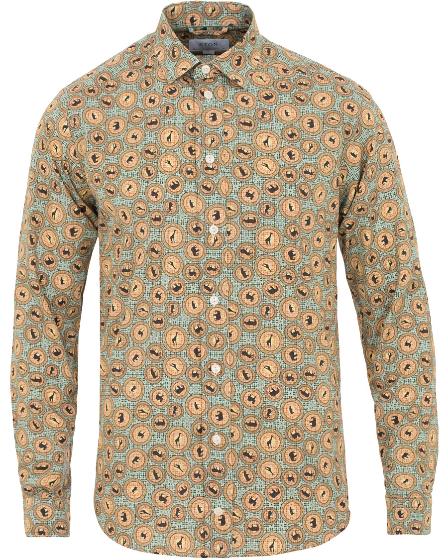 Homme | Chemises | Eton | Slim Fit Printed Safari Shirt Green