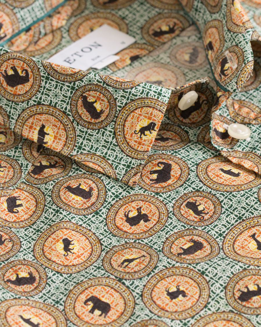 Homme | Chemises | Eton | Slim Fit Printed Safari Shirt Green
