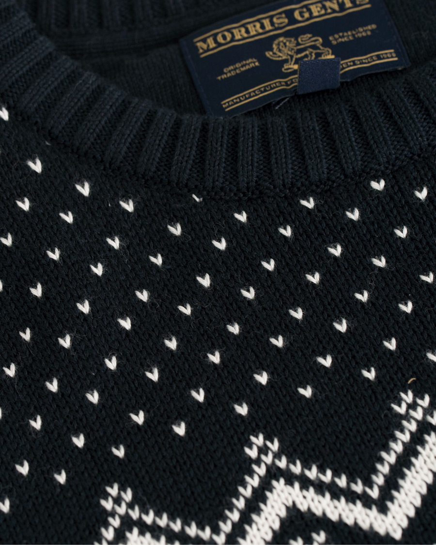 Homme | Pulls Et Tricots | Morris | Noel Snow Flake Crew Neck Navy