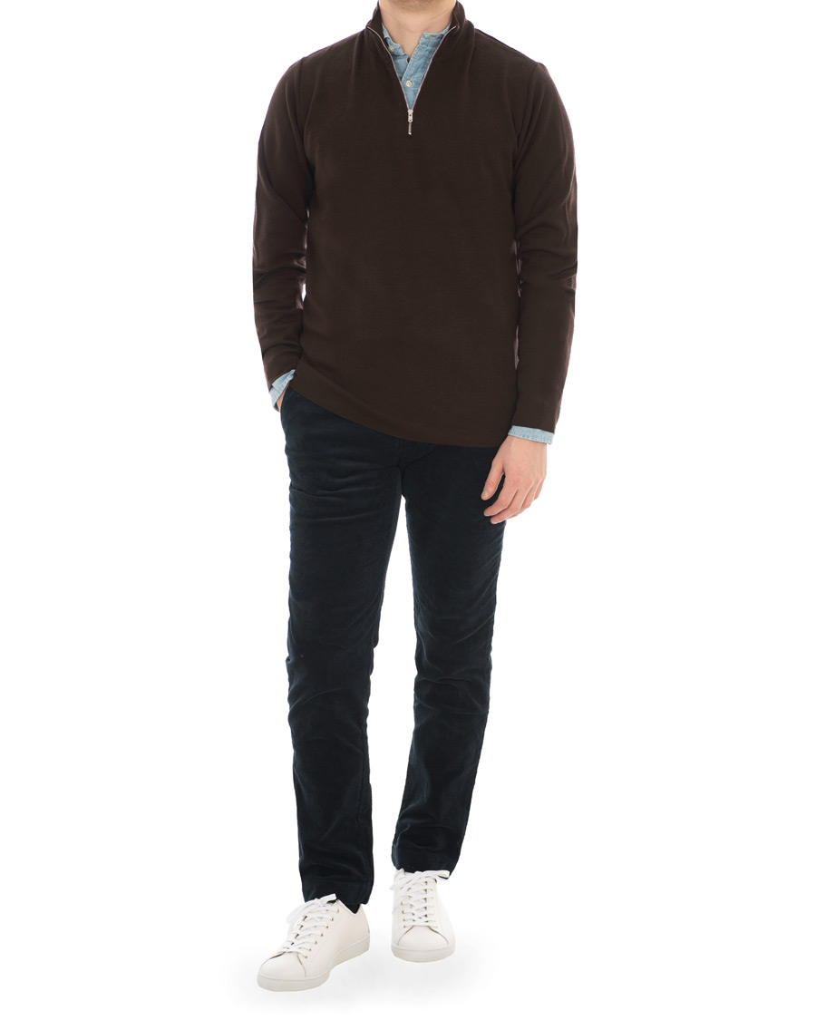 Heren | Truien | Norse Projects | Fjord Silk Merino Zip Hermatite Red