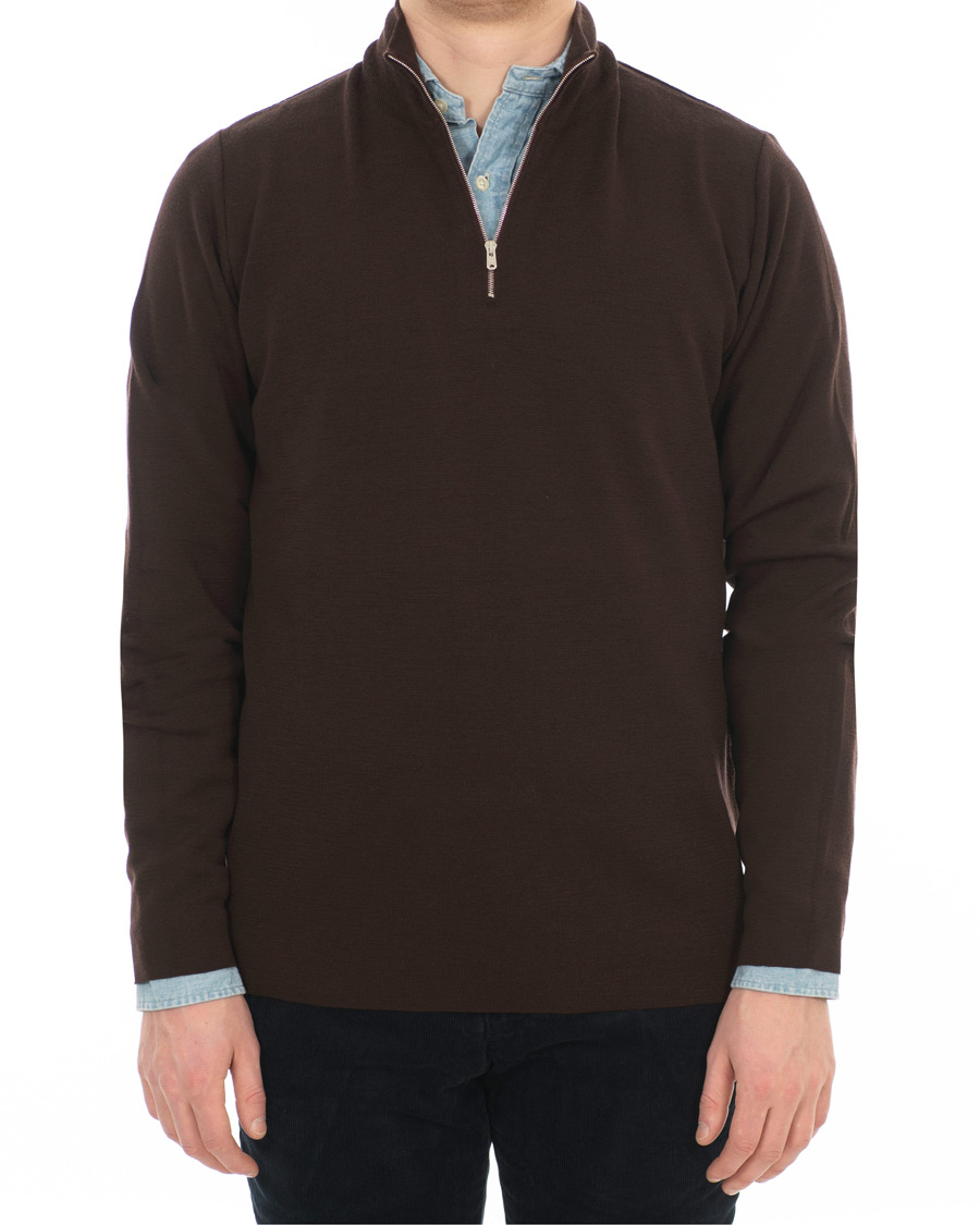 Heren | Truien | Norse Projects | Fjord Silk Merino Zip Hermatite Red