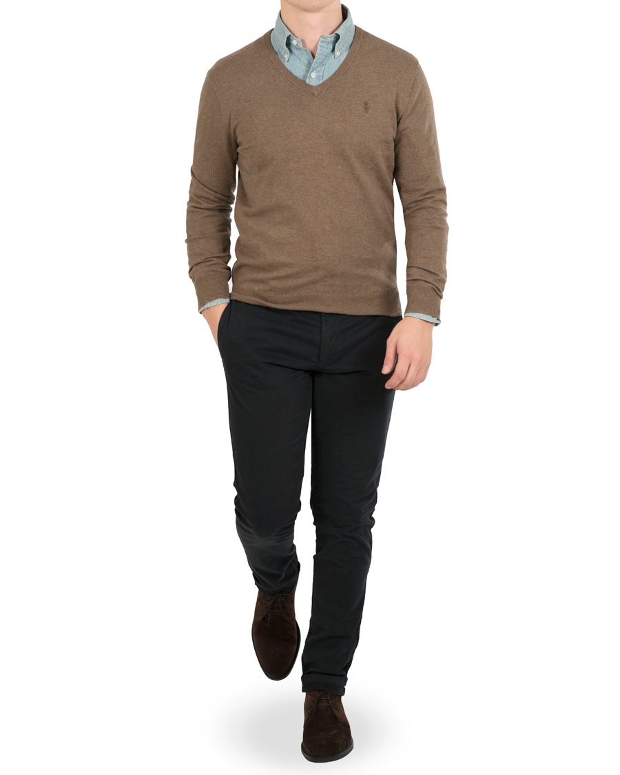 Homme | Pulls Et Tricots | Polo Ralph Lauren | Pima Cotton V-Neck Pullover Ceder Heather