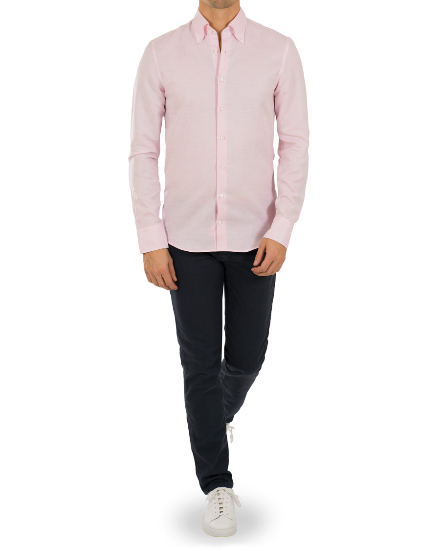 Heren | Overhemden | Stenströms | Cotton/Linen Button Down Shirt Pink