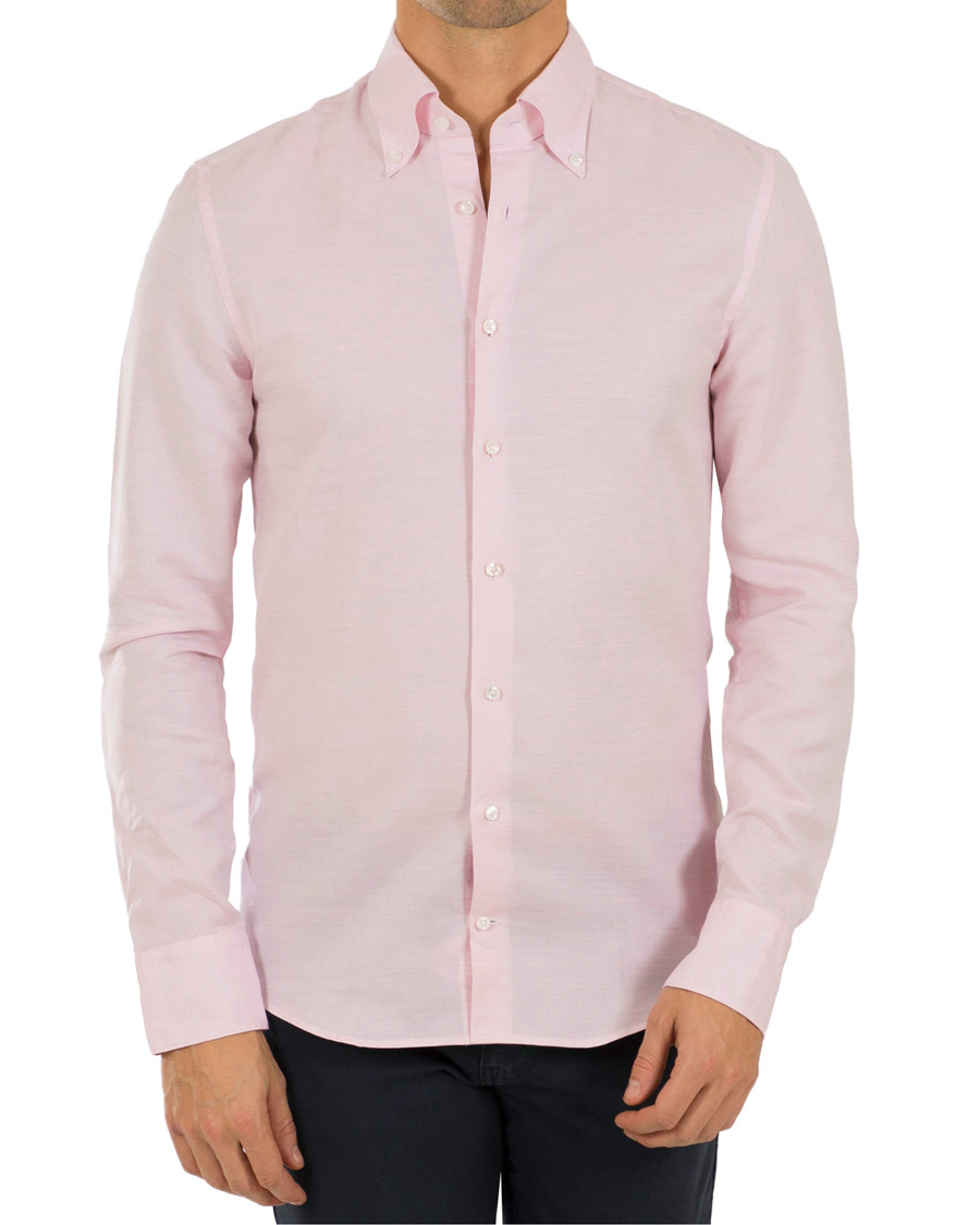Heren | Overhemden | Stenströms | Cotton/Linen Button Down Shirt Pink