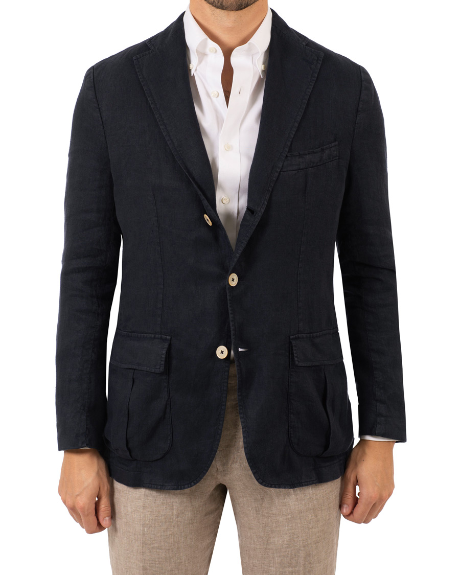 Homme | Blazers | Stenströms | Linen Patch Pocket Blazer Navy