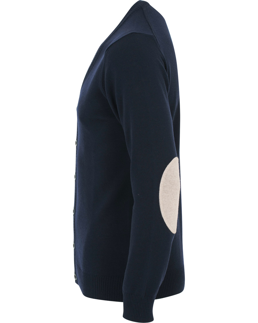 Homme | Pulls Et Tricots | Stenströms | Merino Wool Patch Elbow Cardigan Navy