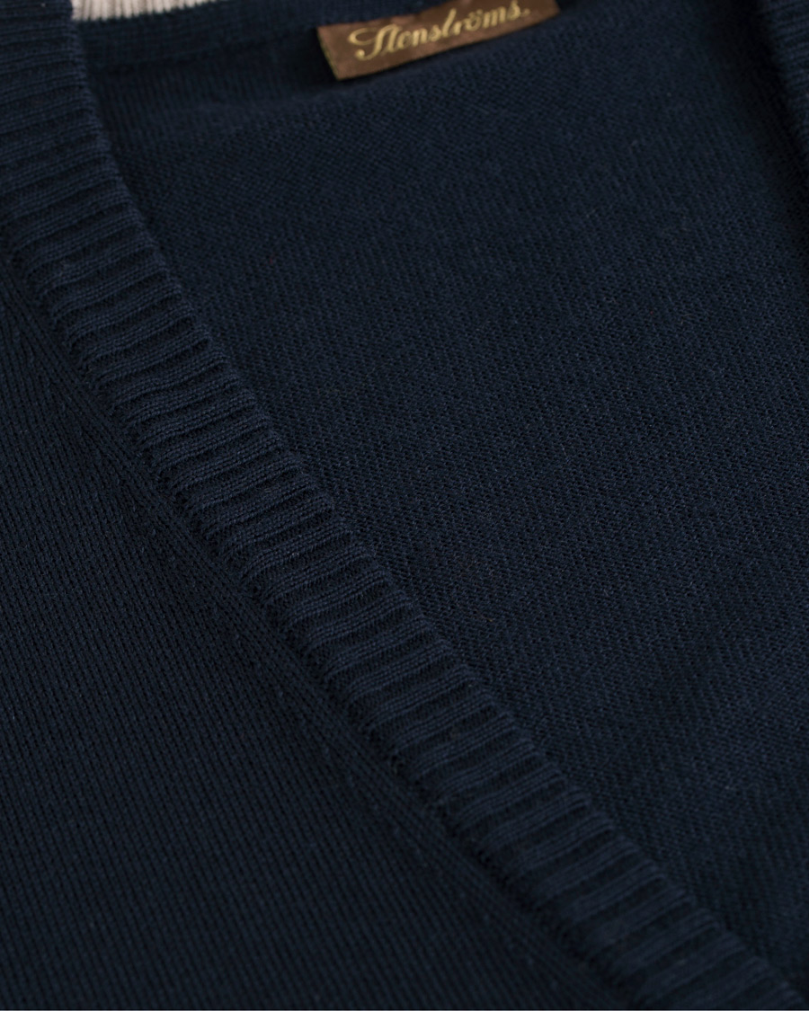 Homme | Pulls Et Tricots | Stenströms | Merino Wool Patch Elbow Cardigan Navy
