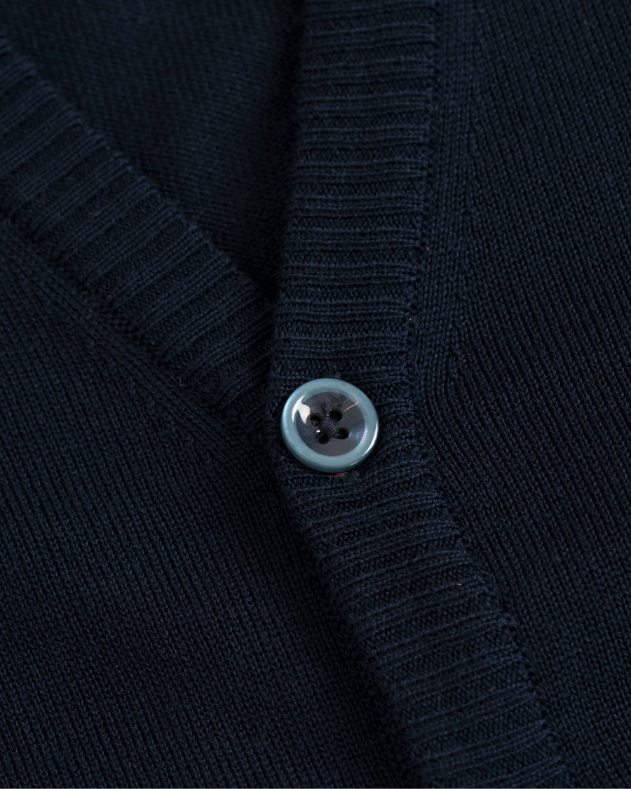 Homme | Pulls Et Tricots | Stenströms | Merino Wool Patch Elbow Cardigan Navy