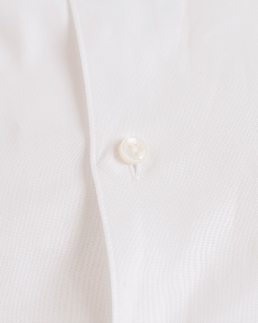 Homme | Chemises | Stenströms | Slimline Cotton/Linen Grandad Collar Shirt White