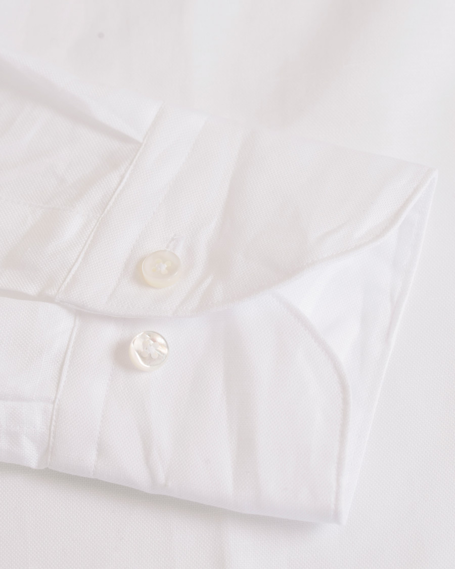 Homme | Chemises | Stenströms | Slimline Cotton/Linen Grandad Collar Shirt White