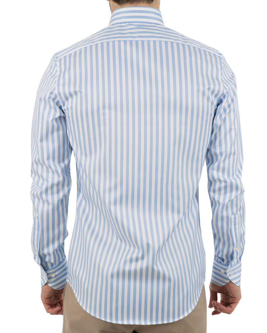 Homme | Chemises | Stenströms | Slimline Button Down Stripe Shirt Light Blue