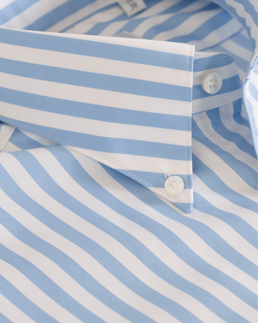Homme | Chemises | Stenströms | Slimline Button Down Stripe Shirt Light Blue
