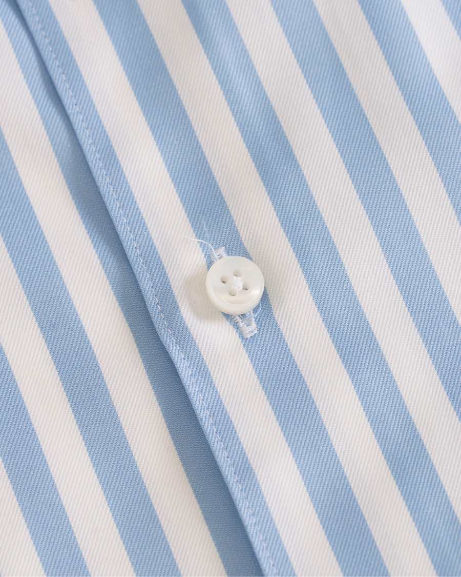 Homme | Chemises | Stenströms | Slimline Button Down Stripe Shirt Light Blue