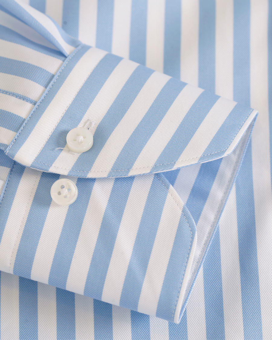 Homme | Chemises | Stenströms | Slimline Button Down Stripe Shirt Light Blue
