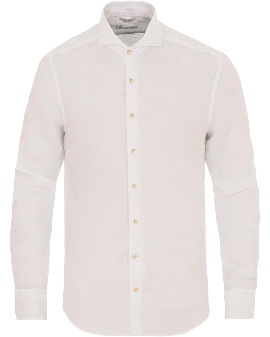 Homme | Chemises | Stenströms | Slimline Cut Away Linen Shirt White
