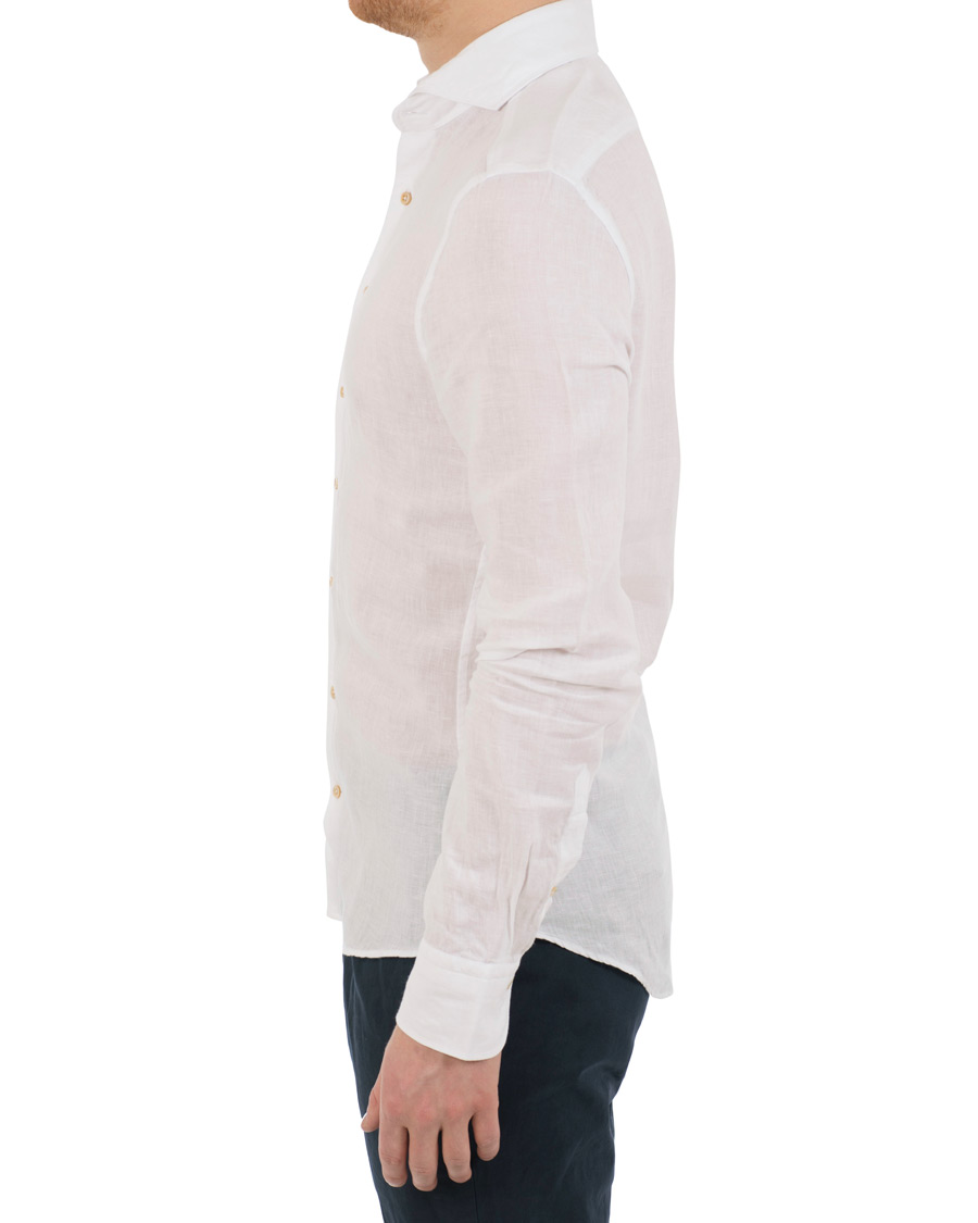 Homme | Chemises | Stenströms | Slimline Cut Away Linen Shirt White