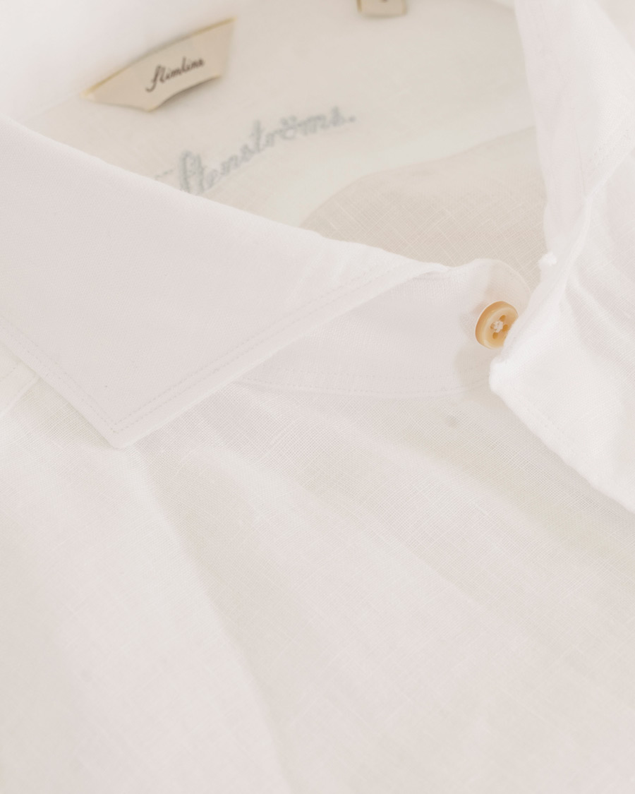 Homme | Chemises | Stenströms | Slimline Cut Away Linen Shirt White