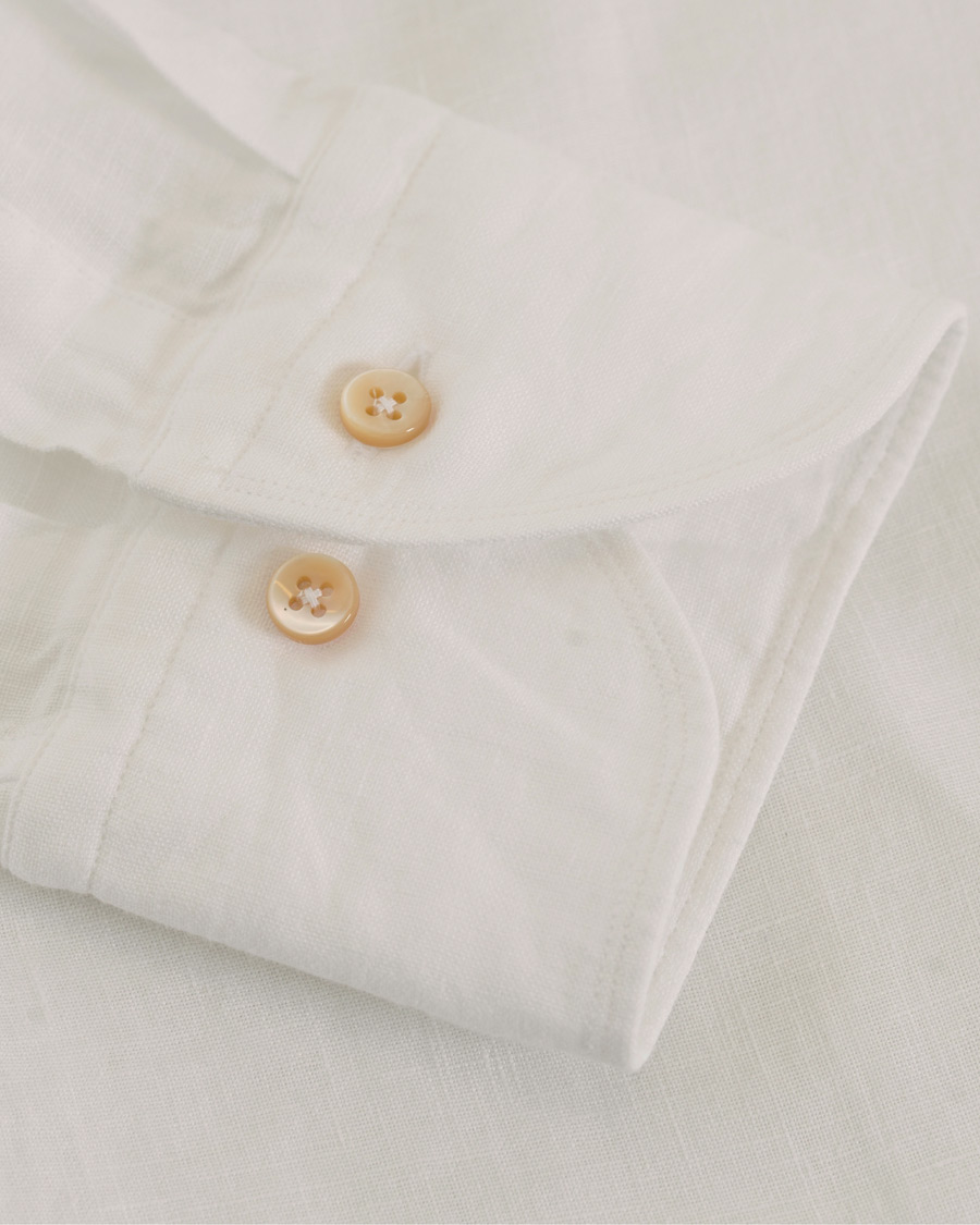 Homme | Chemises | Stenströms | Slimline Cut Away Linen Shirt White