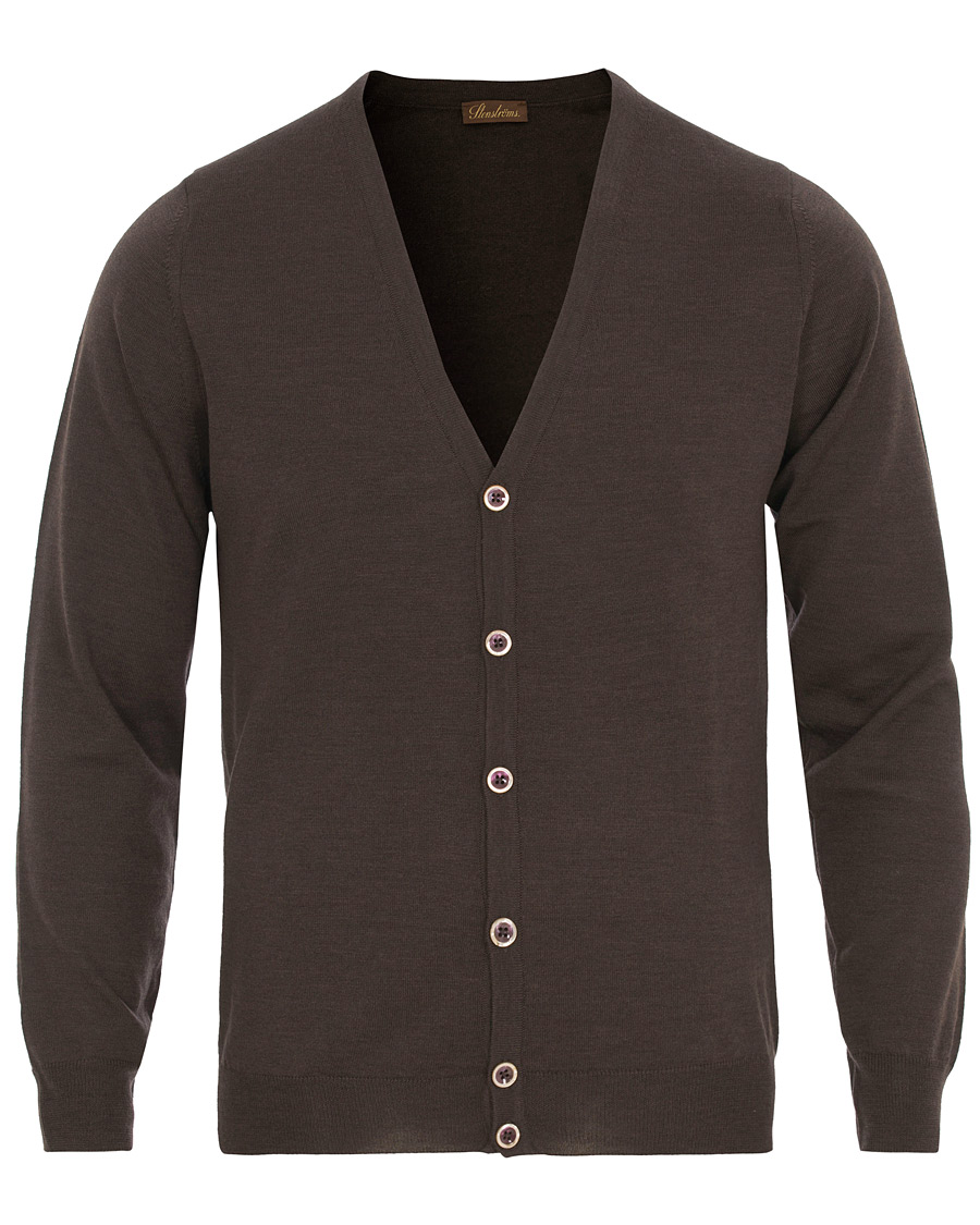 Heren | Truien | Stenströms | Merino Zegna Knitted Cardigan Brown
