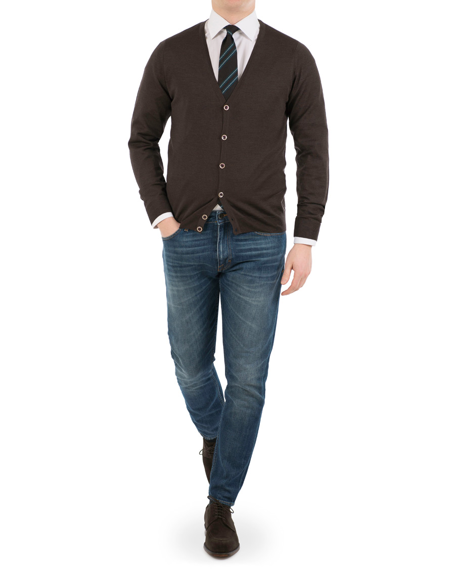 Heren | Truien | Stenströms | Merino Zegna Knitted Cardigan Brown