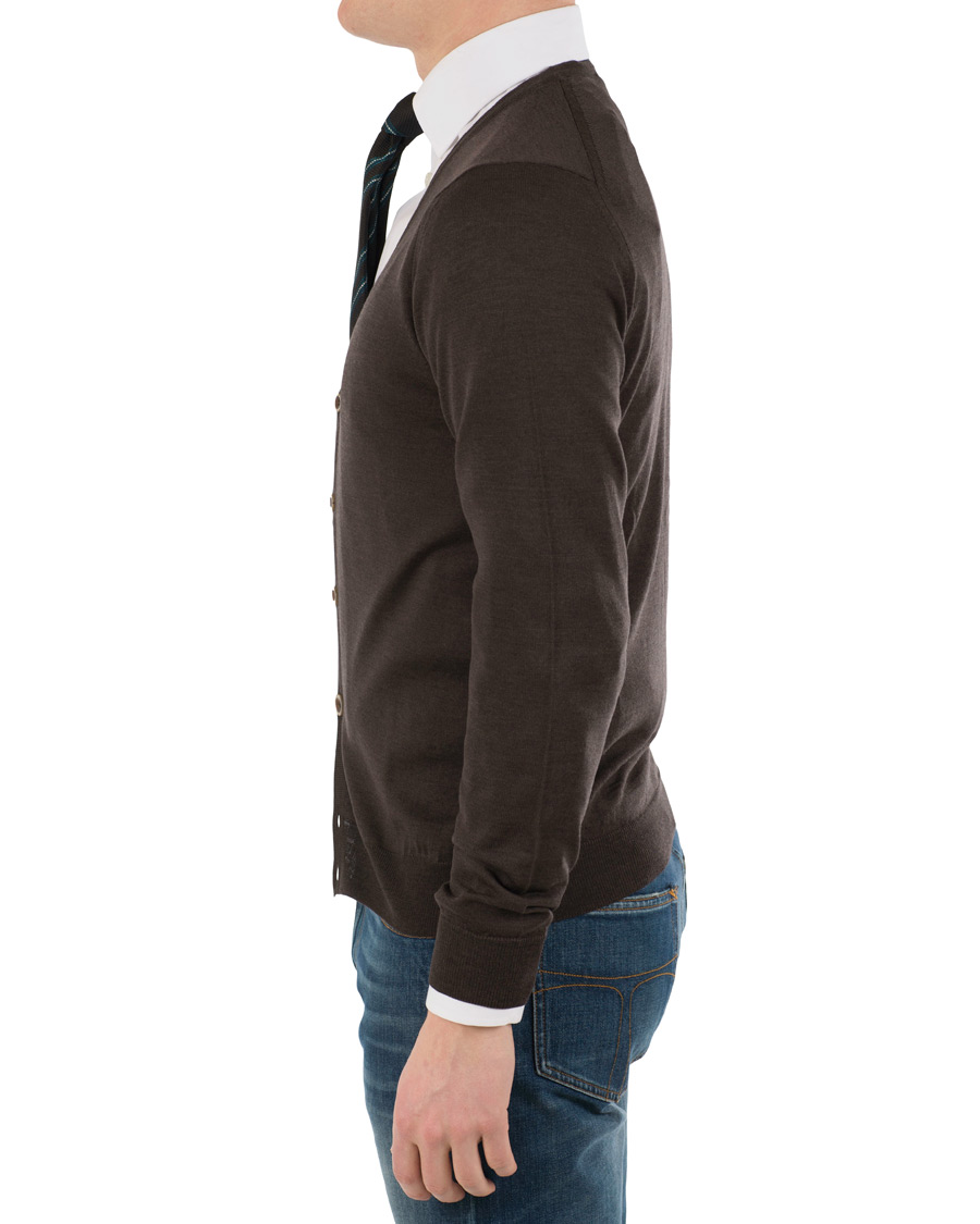 Heren | Truien | Stenströms | Merino Zegna Knitted Cardigan Brown