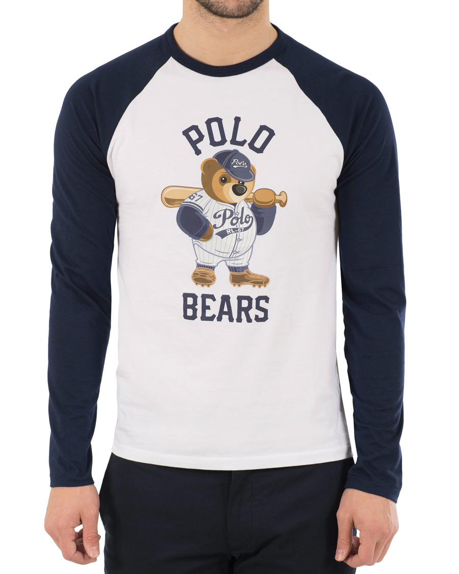 Heren | T-shirts | Polo Ralph Lauren | Baseball Bears Collection Crew Neck Long Tee White/Navy