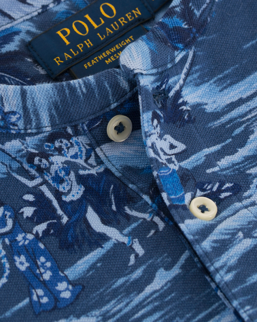 Homme | Polos | Polo Ralph Lauren | Featherweight Grandad Collar Polo Indigo Island Blue