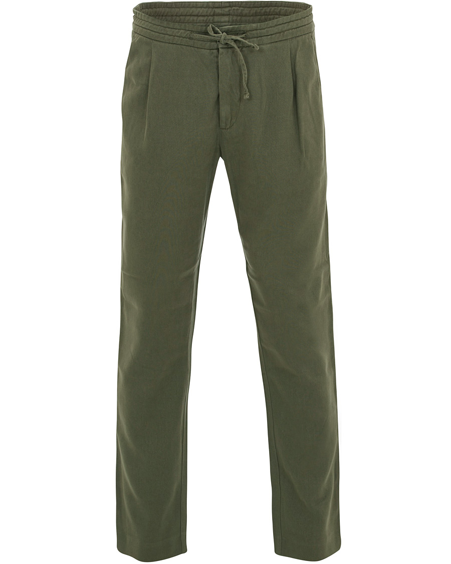 Homme | Pantalons | NN07 | Domenico Tencel Pleated Draw String Trousers Moss Green