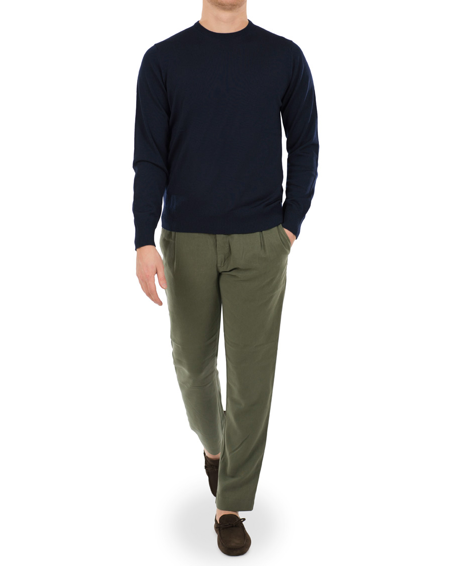 Homme | Pantalons | NN07 | Domenico Tencel Pleated Draw String Trousers Moss Green