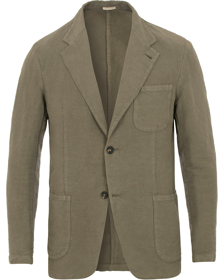 Homme | Blazers | Massimo Alba | Benetti Cotton/Linen Blazer Washed Army Green