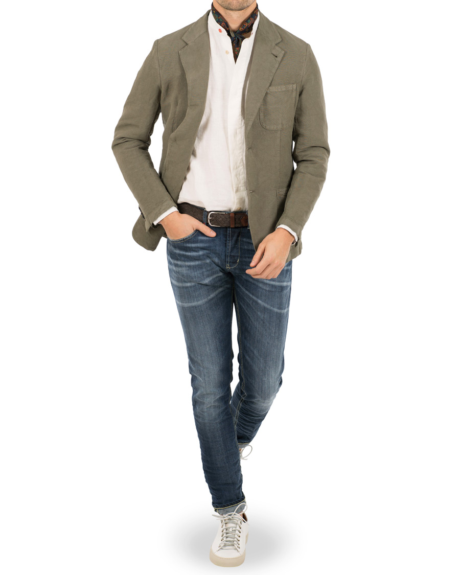 Homme | Blazers | Massimo Alba | Benetti Cotton/Linen Blazer Washed Army Green