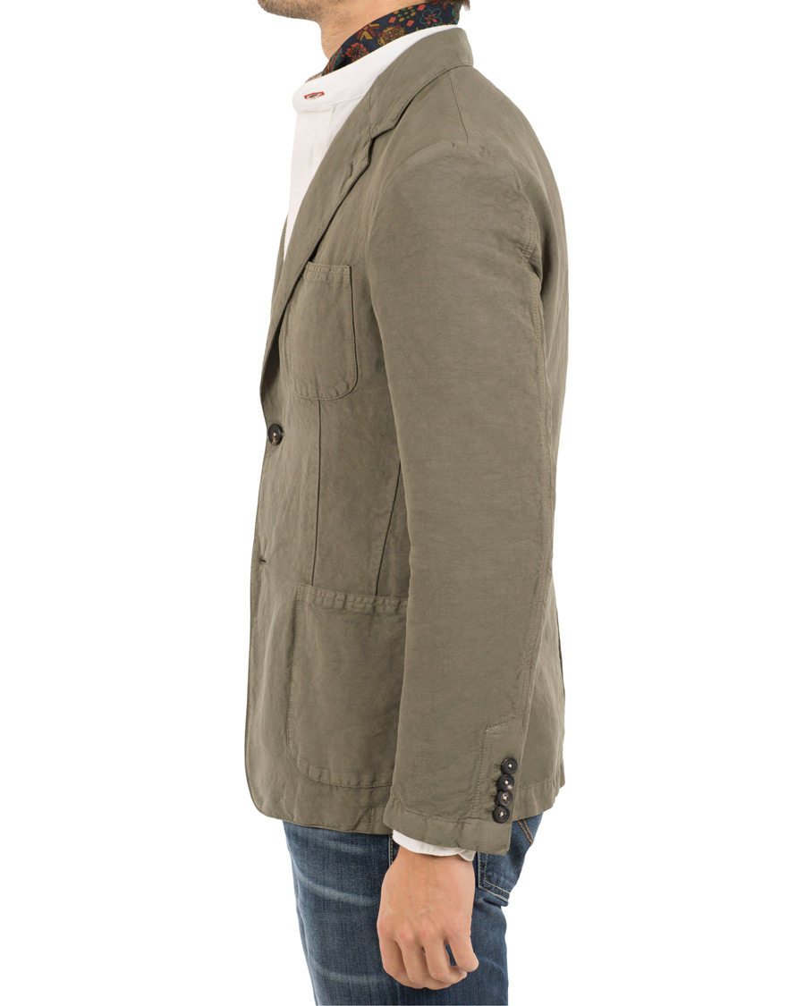 Homme | Blazers | Massimo Alba | Benetti Cotton/Linen Blazer Washed Army Green