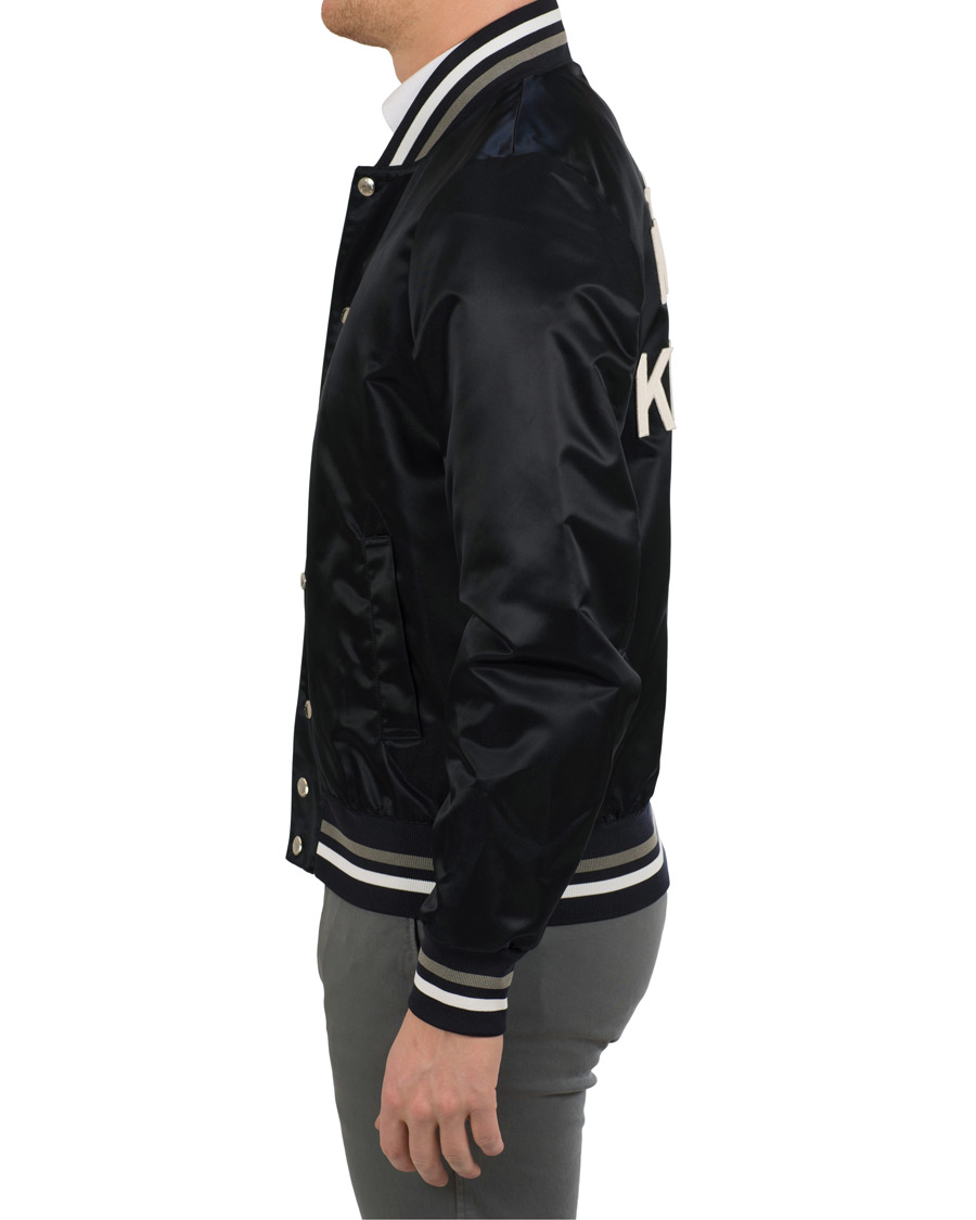 Heren | Jassen | Maison Kitsuné | Satin Teddy Baseball Jacket Navy