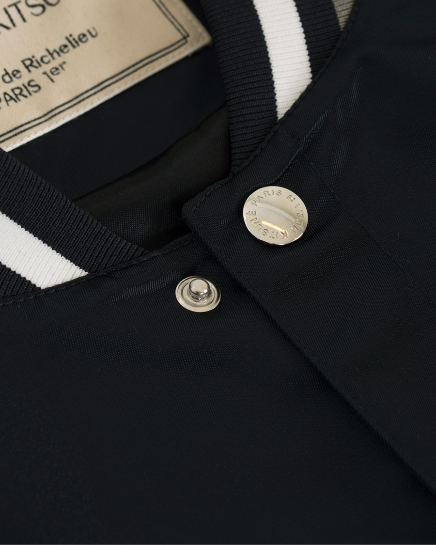 Heren | Jassen | Maison Kitsuné | Satin Teddy Baseball Jacket Navy